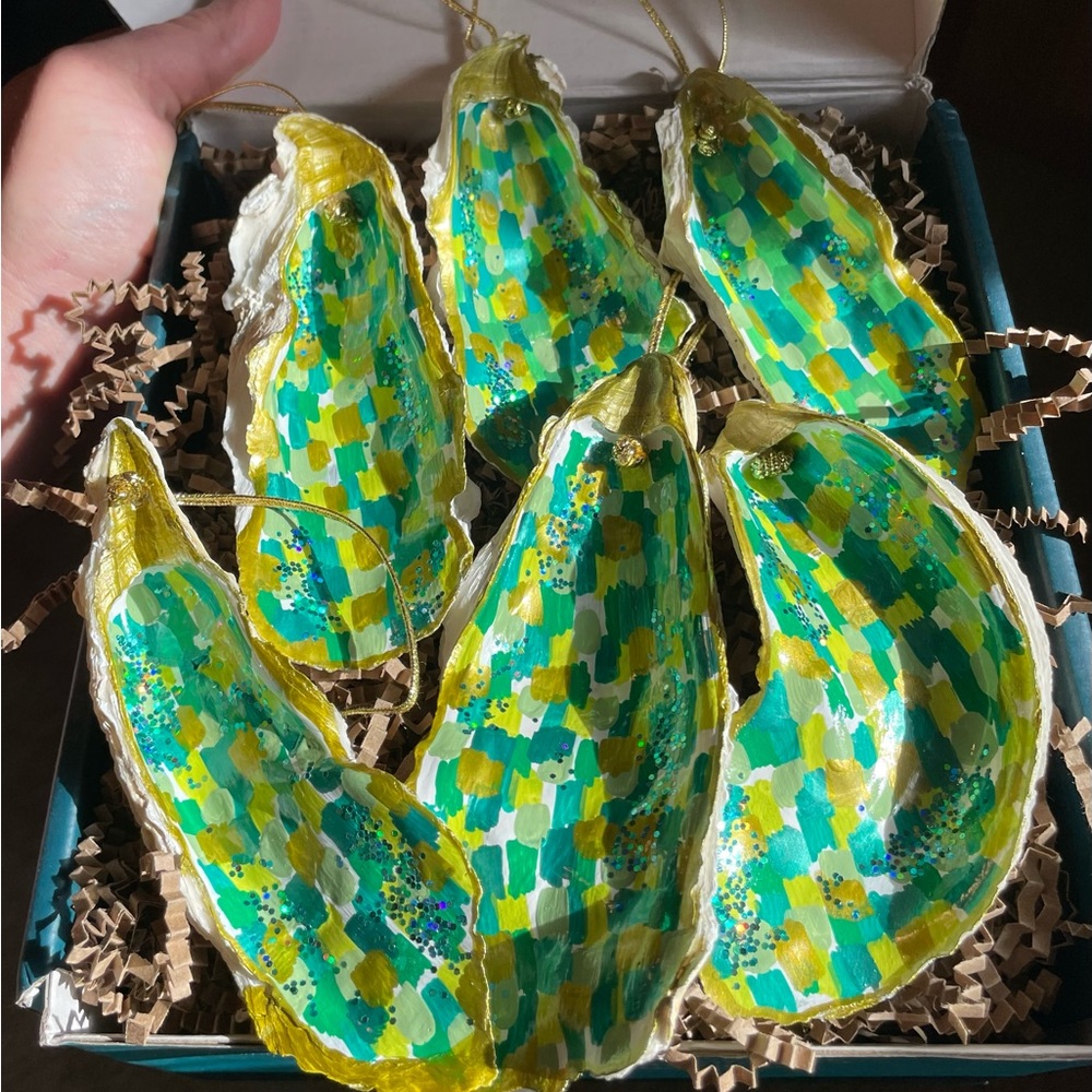 Hand Painted Oyster Shell Ornaments